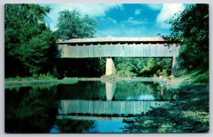Bourbon County Kentucky~Stoner Creek Covered Bridge @ Ruddles Mill~Vtg Postcard
