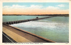 Keokuk Iowa 1940s Postcard View of Keokuk Dam from Top of Power House