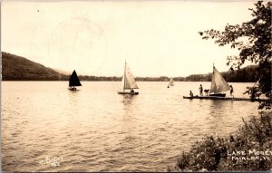 Real Photo Postcard Boats on Lake Morey in Fairlee, Vermont 