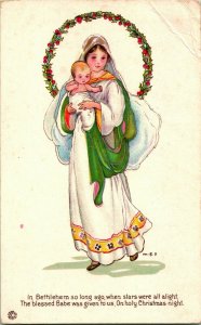 Vtg Postcard 1910s O Holy Christmas NIght Poem Mary Jesus Margaret Evans Price