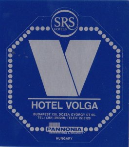 Hungary Budapest Hotel Volga Vintage Luggage Label sk3841