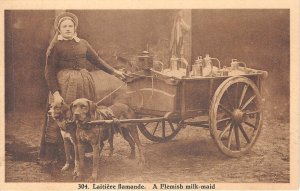 US38 postcard France laitiere Flamande a flemish milk maid dog cart RARE