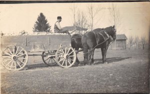 J29/ Edison Ohio RPPC Postcard c1910 Hauling Fodder Wagon Farmer 35