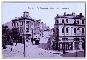 Sofia Bulgaria Postcard Commerce Street Trolley Car 1916 Soldier Mail