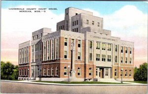 Postcard COURT HOUSE SCENE Meridian Mississippi MS AK4489