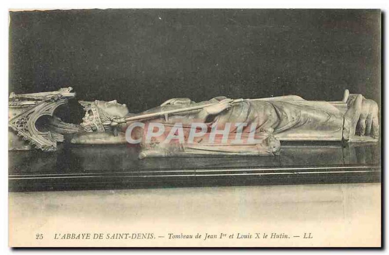 Old Postcard The Abbey of Saint Denis Tomb of John I and Louis X Hutin