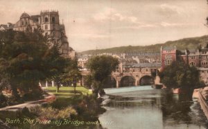 Vintage Postcard 1910's Bath, Old Pulteney Bridge and Weir England UK