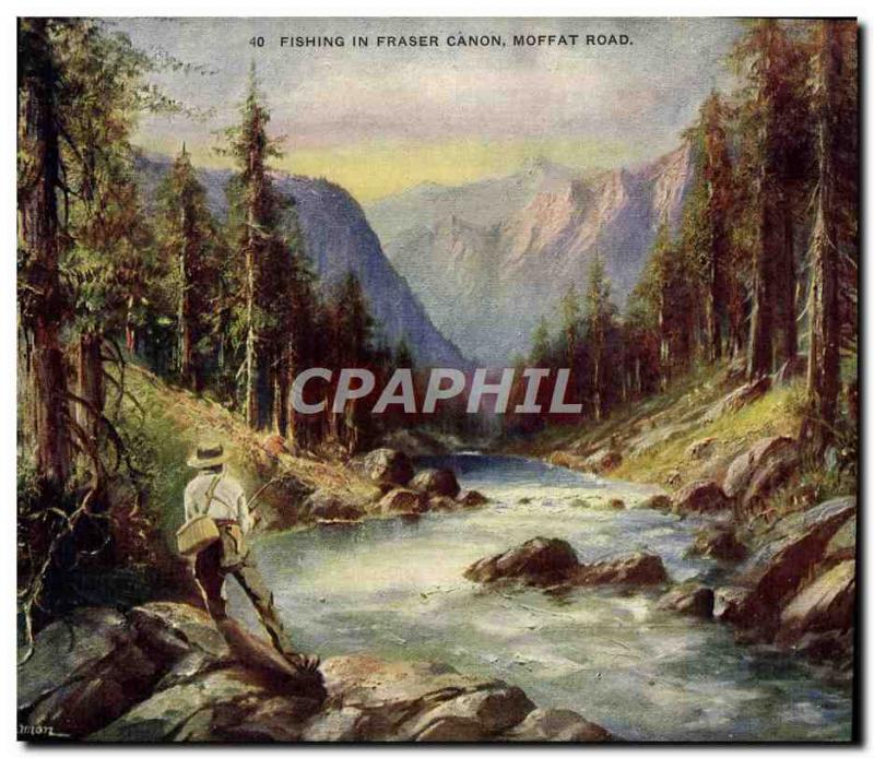 VINTAGE POSTCARD Fishing Large size in Fraser Canon Moffat 