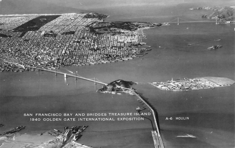 RPPC San Francisco Bay & Bridges Treasure Island GGIE 1940 Vintage Postcard