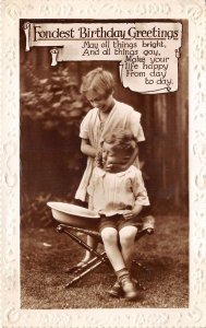 Lot171 uk greetings boy and girl real photo birthday embossed barber