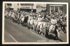 Mint Canada RPPC Postcard Native American Indian Calgary Stampede Parade View