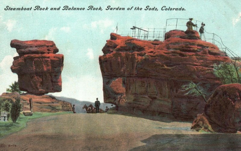 Vintage Postcard 1910's Steamboat Rock Balance Rock, Garden of the Gods Colorado