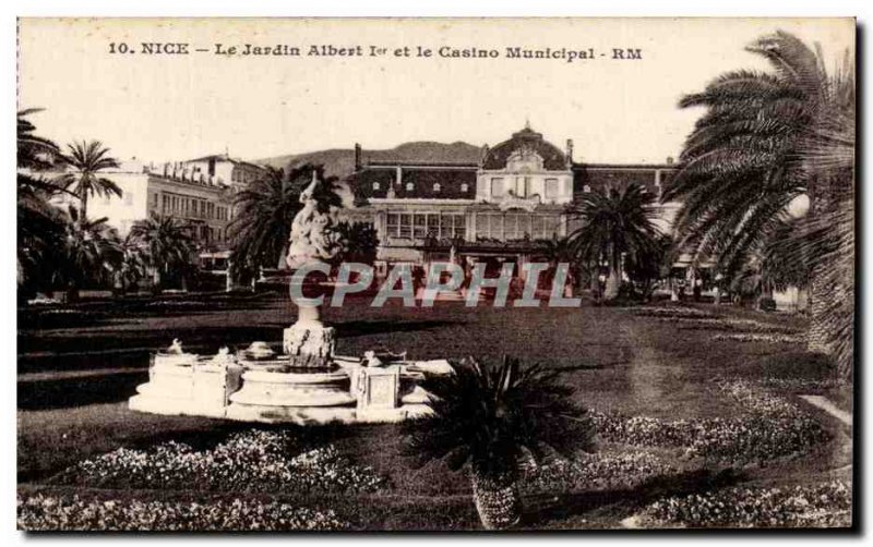 Old Postcard Nice Le Jardin Albert and the Municipal Casino