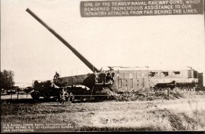 RPPC WWI Railroad Railway Gun Real Photo Postcard
