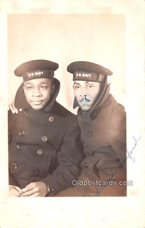 Black US Navy Men Real Photo Unused writing on front