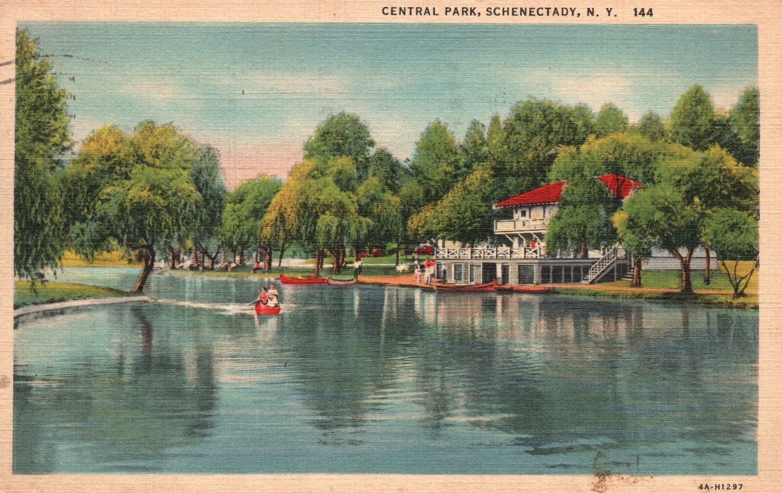 Vintage Postcard 1938 Central Park Schenectady New York NY C.W. Hughes ...