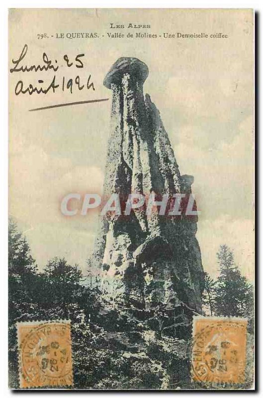 Old Postcard The Alps Queyras Molines Vallee A Damsel Coiffee