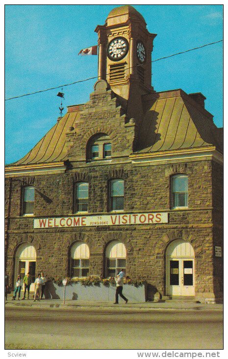 PEMBROKE, Ontario, Canada, 1940-1960's; Town Hall And Old Town Clock