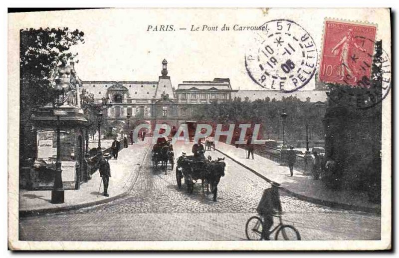 Old Postcard The Paris Pont du Carrousel