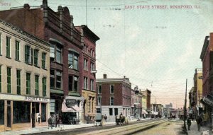 PC CPA US, ILLINOIS, ROCKFORD, EAST STATE STREET, VINTAGE POSTCARD (b8213)