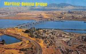 MARTINEZ-BENICIA BRIDGE Aerial View California 1975 Vintage Postcard