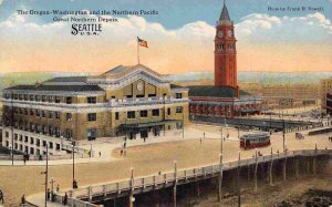 Oregon Washington Northern Pacific Great Northern Depots Seattle WA postcard