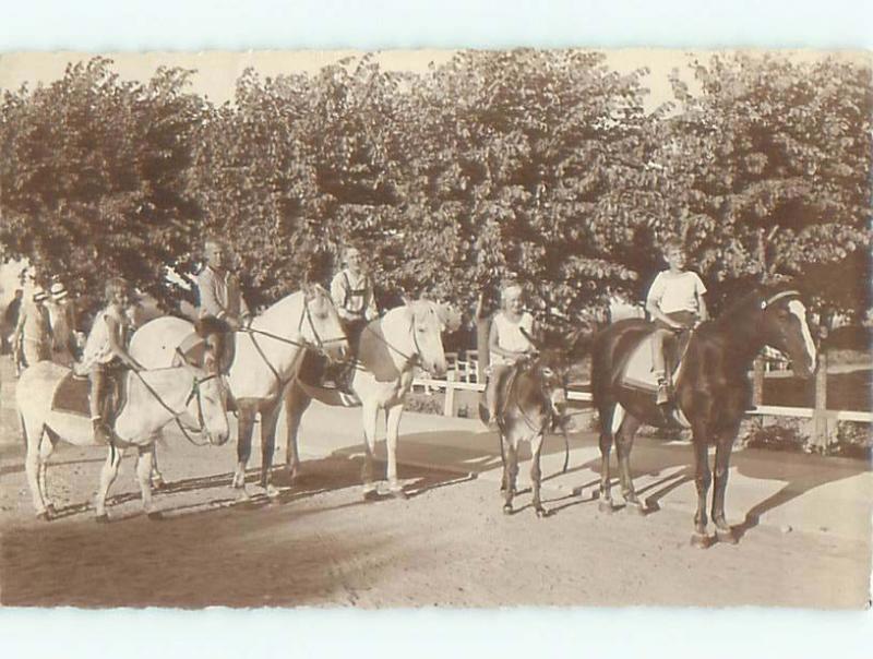 rppc 1940's RIDING HORSES AND DONKEY MULES AC8863