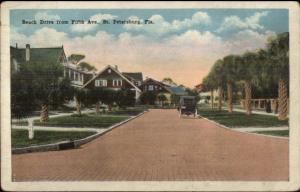 St. Petersburg FL Beach Drive From Fifth Ave c1920 Postcard