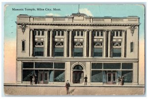 1914 Masonic Temple Exterior View Building Miles City Montana Vintage Postcard