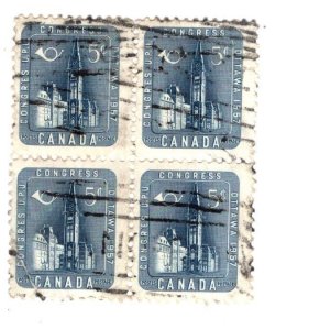 Scott # 371, Used Block of Canada Stamps, Congress