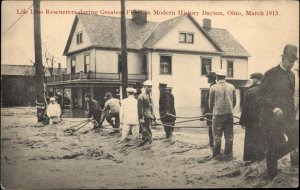 Dayton Ohio OH Flood of 1913 Life Line Rescuers Life Saving Vintage Postcard