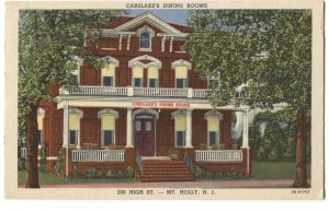 Postcard Carslake's Dining Rooms Mt Holly NJ