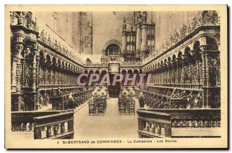 Old Postcard St Bertrand de Comminges cathedral stalls