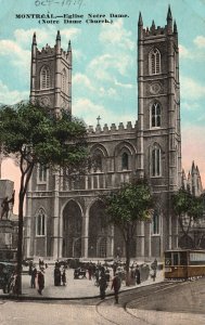 Vintage Postcard Eglise Notre Dame Church Parish Cathedral Montreal Canada