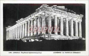 Postcard Modern Athens Parthenon lights