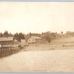 c1910s Unknown Village RPPC Dock Barn Pioneer Water Tower Real Photo Town A193