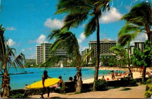 Hawaii Waikiki Beach Sun Bathers On The Beach 1985