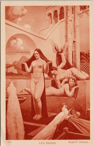Les Paons Raphael Delorme Nude Women Braun & Cie Unused Postcard G3