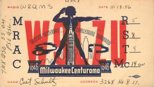 Postcard Wisconsin Milwaukee QSL Radio Centurama 1946 undivided 23-2545