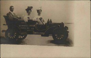 Man and Women Smith's Studio Prop Car c1910 Real Photo RPPC Postcard