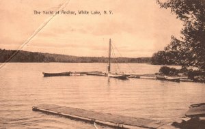 Vintage Postcard 1915 The Yacht at Anchor White Lake New York NY H. M. Smith Pub