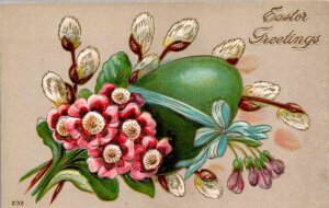 Easter Greetings - Flowers and Eggs - Embossed - c1908