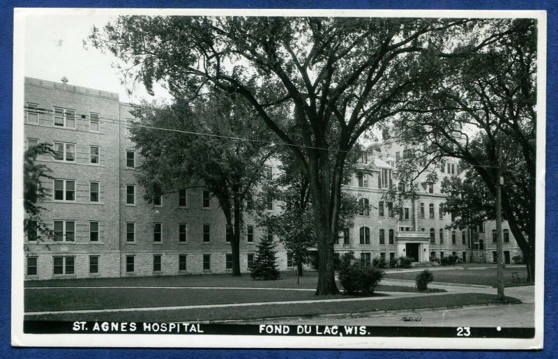 Fond Du Lac Wisconsin wi St Agnes Hospital Real Photo Postcard RPPC