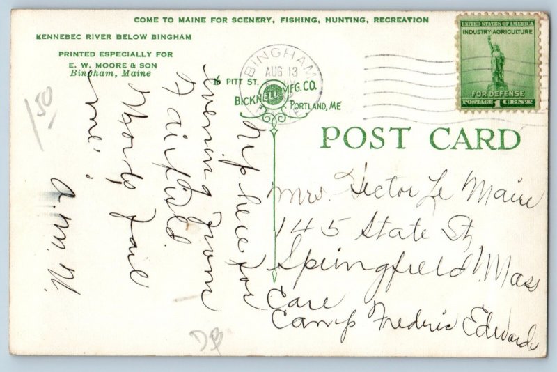 1912 Bingham Maine ME Kennebec River Below Bingham RPPC Photo Antique Postcard