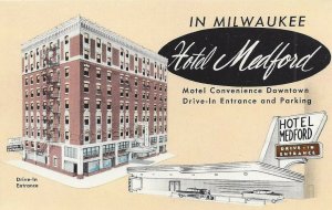 Postcard WI Milwaukee Wisconsin Hotel Medford