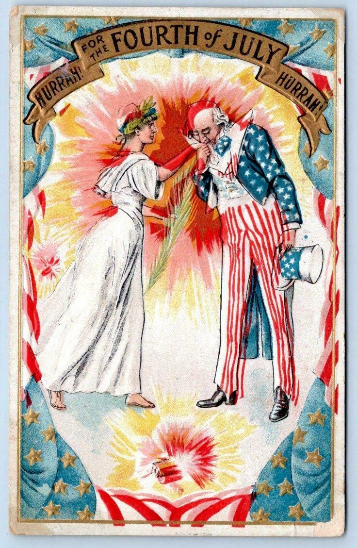 1908 Uncle Sam*Hurrah for the 4th of July*Firecrackers*Patriotic ...