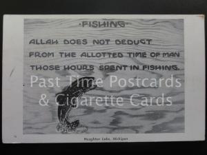 USA: Fishing 'ALLAH DOES NOT DEDUCT (7) Michigan, Houghton Lake Prudenville RPPC