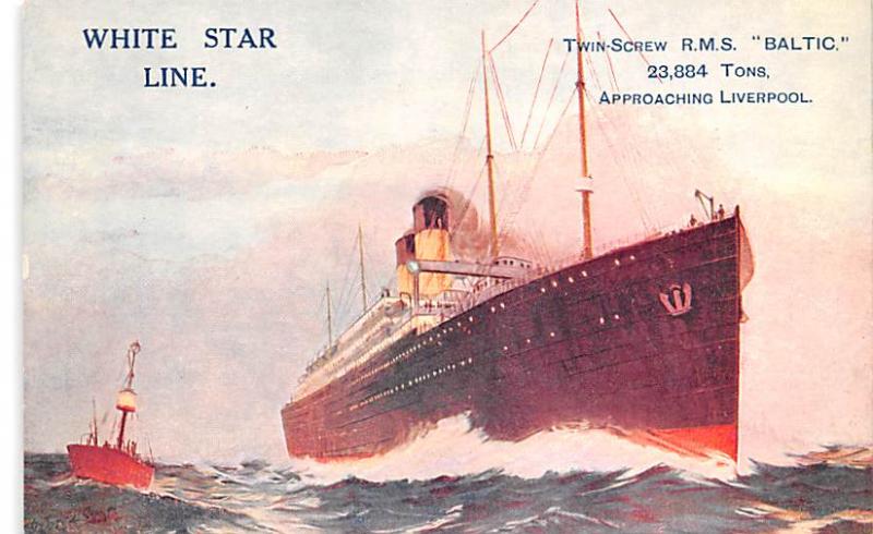 White Star Line, Twin Screw RMS Baltic White Star Line Cunard Ship Unused 