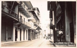 Central Avenue Showing Spanish Balconies, Panama, Early Postcard, Unused