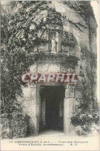 Old Postcard Chenonceaux Tower Marks front door